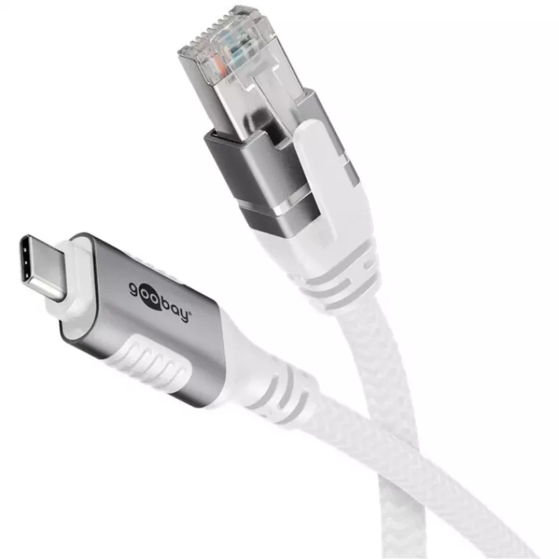 Netzwerkkabel Goobay 74180 USB C RJ-45 Cat6 10 m weiß