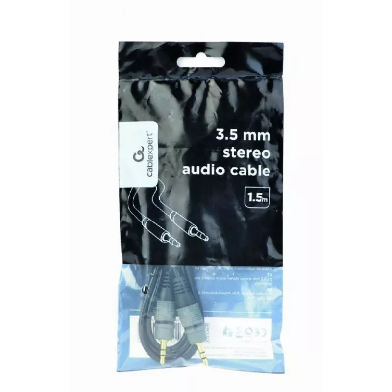 Audiokabel Gembird 3,5 mm Stecker–Stecker, 1,5 m, vergoldete Kontakte, schwarz