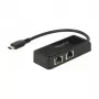 DeLOCK 63927 USB-C auf 2x Gigabit LAN Adapter, Schwarz