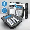 everActive NC-1000M V2 Akkuladegerät, Ni-MH, 4 Schächte AA/AAA, USB-C, Schwarz