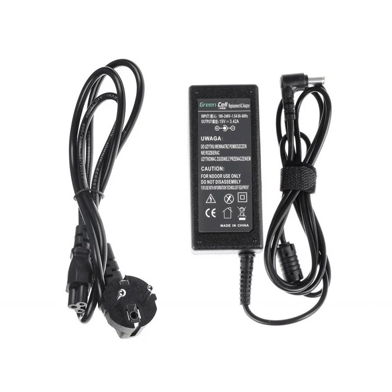 Netzteil Green Cell AD01P — 60 W, 19 V 3,42 A, Laptop-Netzteil für den Innenbereich, schwarz