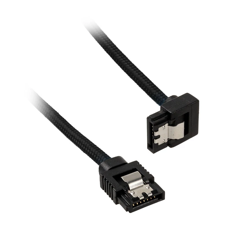 Corsair CC-8900278 Premium SATA-Kabel mit Sleeve, gewinkelt, 30 cm, Schwarz, 2er-Pack