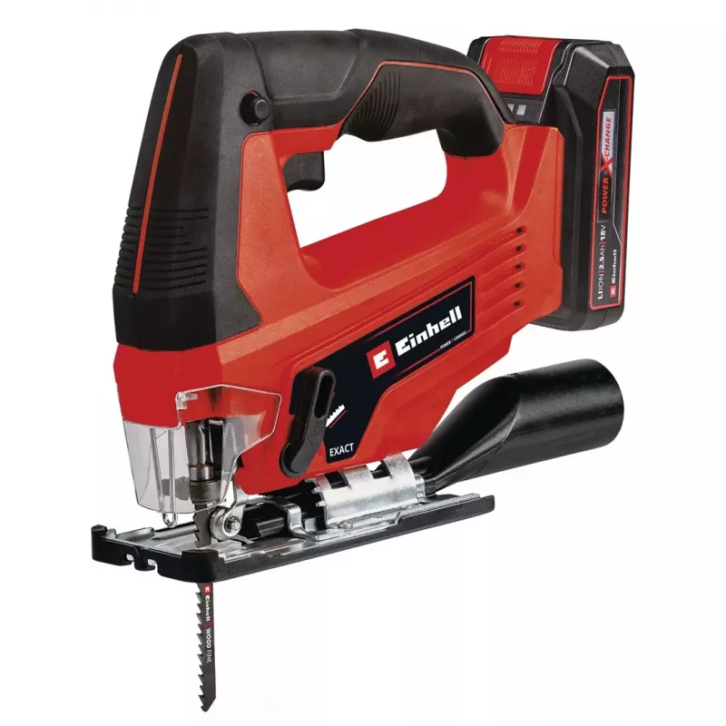 Einhell TC-JS 18/70 Li Akku-Stichsäge 4321280, Power X-Change, 18 V, 2700 Hübe/min, 70 mm Schnitttiefe, inkl. 2,5-Ah-Akku und Ladegerät, rot/schwarz