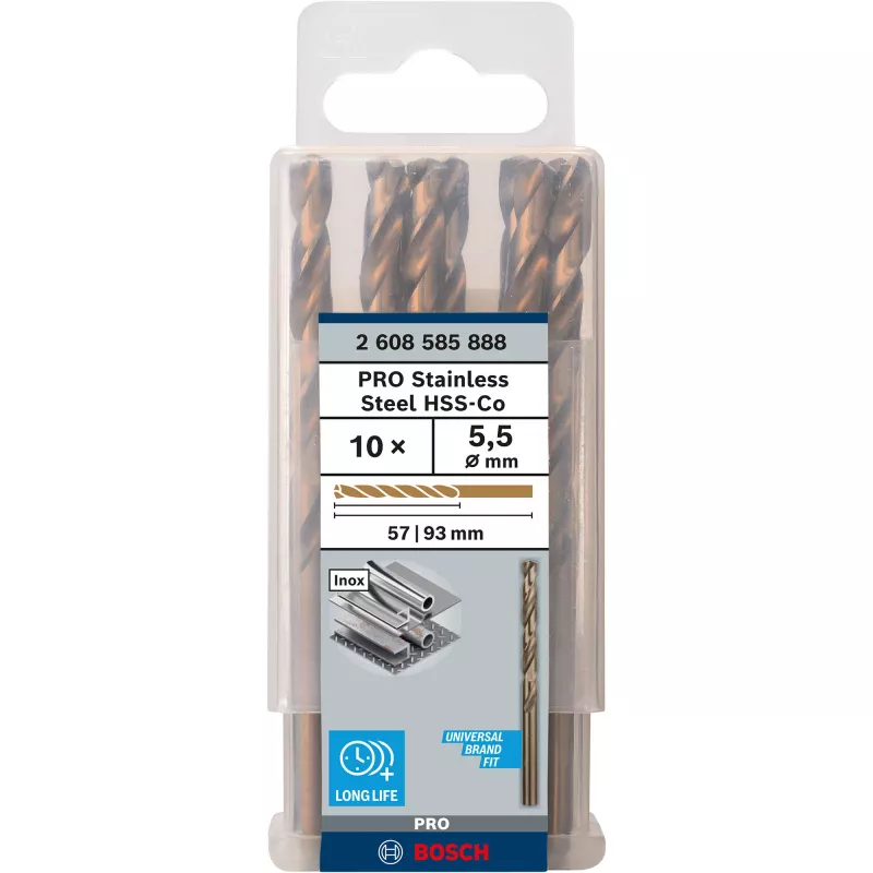 Bosch PRO Stainless Steel HSS-Co Spiralbohrer, Ø 5,5 mm, 10 Stück