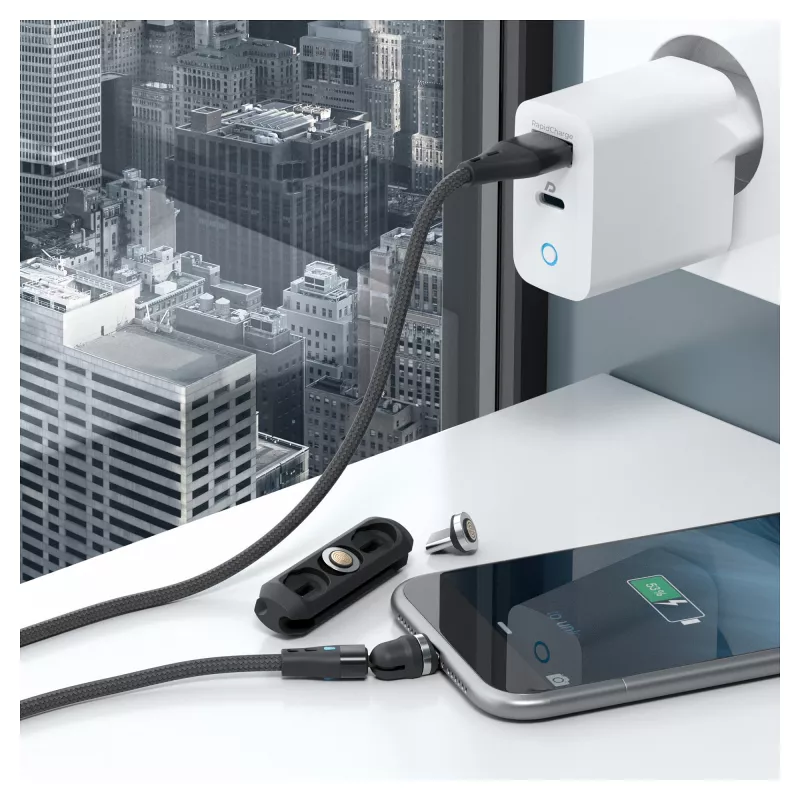 USB-Kabel RealPower MagneticCharge3 1m USB A Schwarz