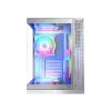 PC-Gehäuse MODECOM Volcano Panorama Midi Tower weiß — micro ATX, gehärtetes Glas, ARGB, USB-C, unterstützt GPU 400 mm