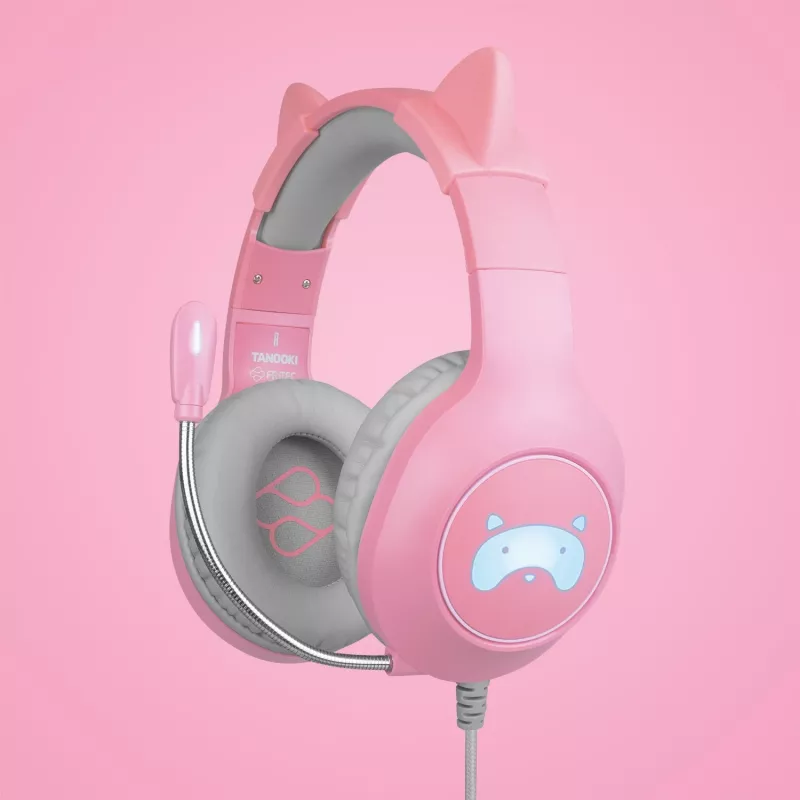 FR-TEC Tanooki Kopfhörer Kabelgebunden Kopfbügel Gaming Grau - Pink (FT2021)