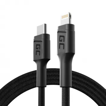 Lightning-auf-USB‑C-Kabel Green Cell KABGC07, 1 m, schwarz, Lightning (Stecker) auf USB‑C (Stecker), 480 Mbit/s