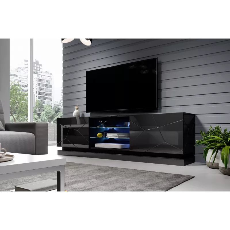 Cama TV-Schrank QIU 200 MDF schwarz glänzend/schwarz glänzend