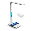 Media-Tech MT222 Leditou LED-Schreibtischlampe mit 15-W-Qi-Ladestation, Uhr, Wecker, Thermometer, weiß