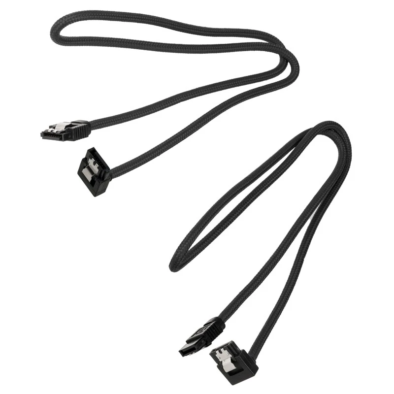 Corsair CC-8900282 Premium SATA-Kabel mit Sleeve, gewinkelt, 60 cm, Schwarz, 2er-Pack