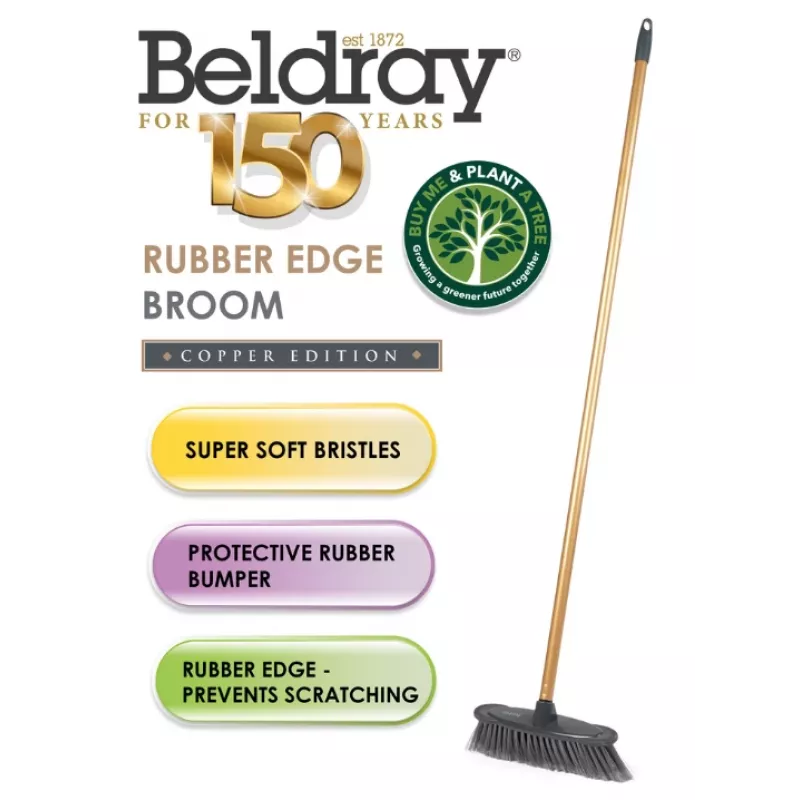 Beldray LA068717GRYEU7 Besen mit Gummikante, 120 cm Stiel