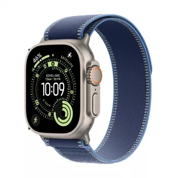 Apple Watch Ultra 3 GPS + Cellular 49mm Natural Titanium Gehäuse mit Blue/Bright Blue Trail Loop - S/M | Apple