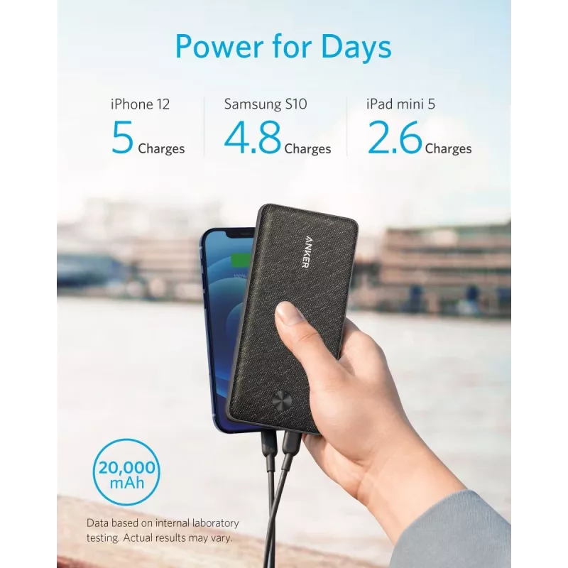 POWER BANK USB 20000MAH Schwarz/A1365G11 ANKER