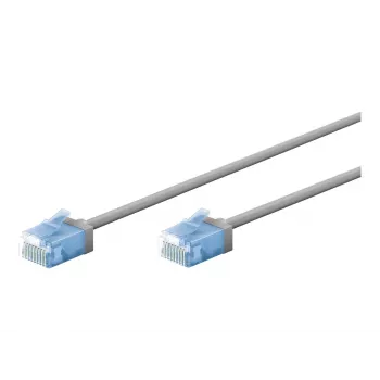Goobay Ultra-Flexibles CAT 6A Patchkabel slim U/UTP Grau - extra-kurzer Stecker (74219)
