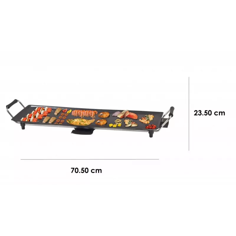 Beper 90.386 Teppanyaki-Grill, 70,5 x 23,5 cm Antihaft-Platte, 1800 W, schwarz