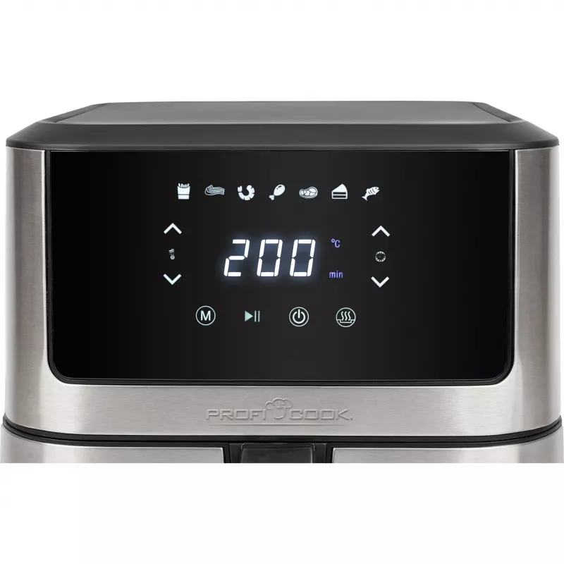 ProfiCook PC-FR 1269 H Heißluftfritteuse, 8 l, 1800 W, 80-200 °C, Edelstahl/Schwarz