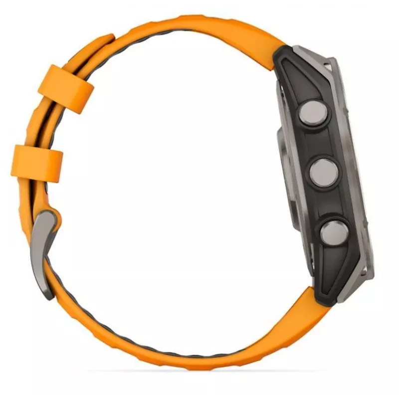 Garmin fenix 8 AMOLED Sapphire 51 mm GPS-Smartwatch, 3,56 cm (1,4") 454 x 454 Touchscreen, WLAN, Spark Orange/Graphite Silikonarmband, Titan
