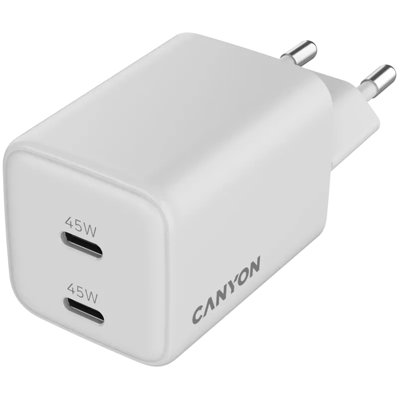 Canyon CU45CC GaN 45-W-Ladegerät 2xPD, Weiß (CNS-CUW45CC)