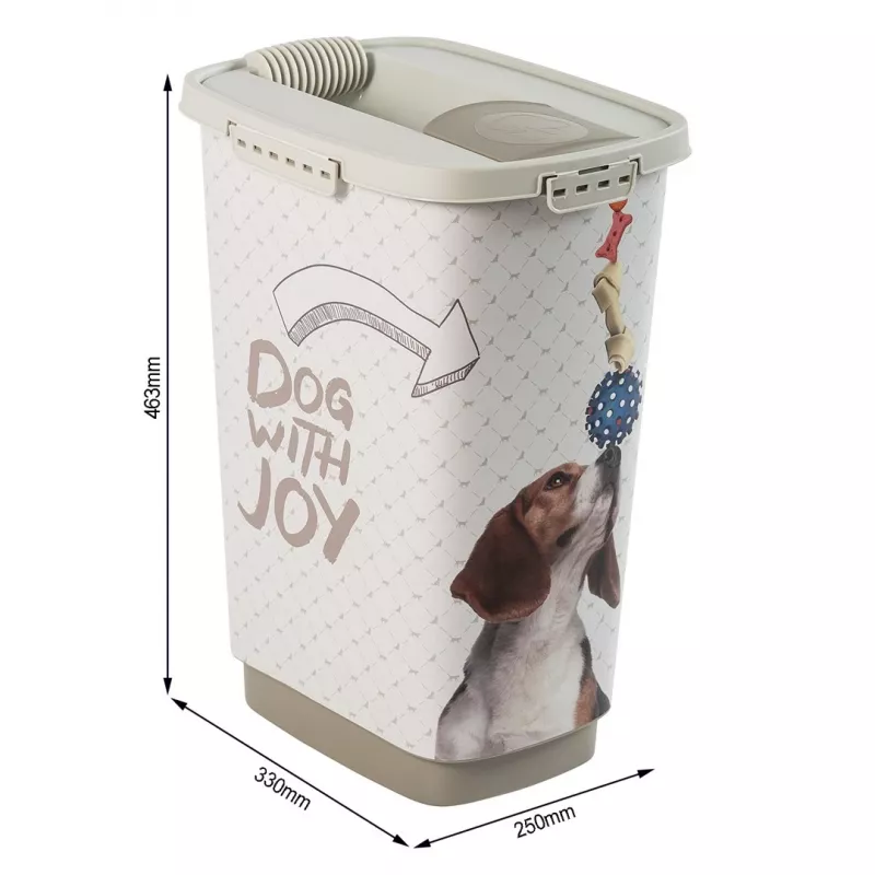 Luftdichter Kunststoffbehälter rotho Cody Beige 25 L — Tierfutteraufbewahrung, 463×330×250 mm, 3 kg
