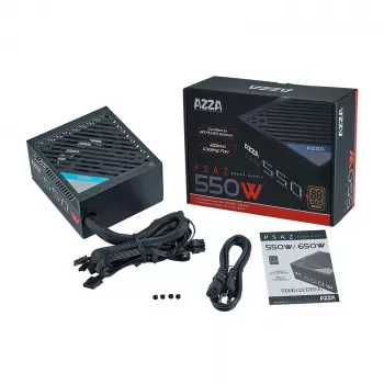 AZZA PSAZ-550W ATX-Netzteil 550 W, 80 PLUS Bronze, 120-mm-Lüfter