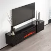 TV-Schrank cama meble LUXE 301126 mit integriertem Elektrokamin, 182,6×34,5×37,5 cm, hochglanz schwarz