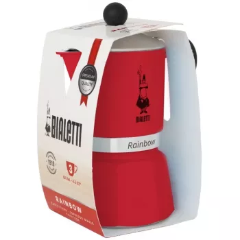 Bialetti Herd-Espressokocher Rainbow 3 Tassen Rot