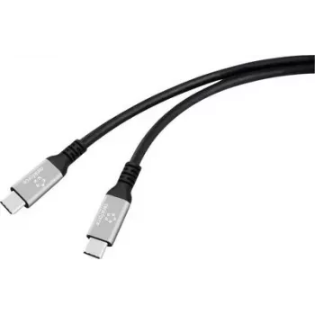 Renkforce USB-C-Kabel USB4 Stecker Schwarz Aluminium-Stecker Silikon (RF-6805038)