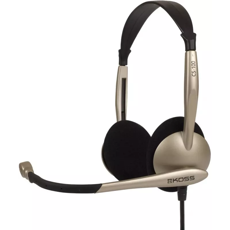 Koss CS100 Kabelgebundene On-Ear-Kopfhörer mit Mikrofon, Schwarz/Gold