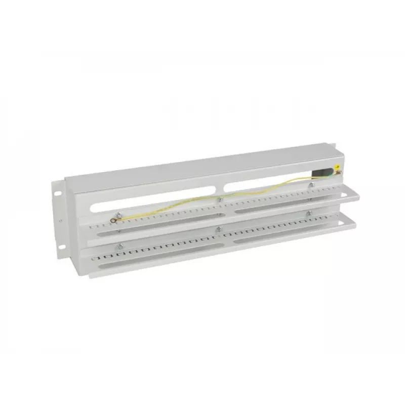 Lanberg AK-VDP103-S 19-Zoll 3U Spannungsverteilerpanel mit DIN TS-35 Schiene, Grau