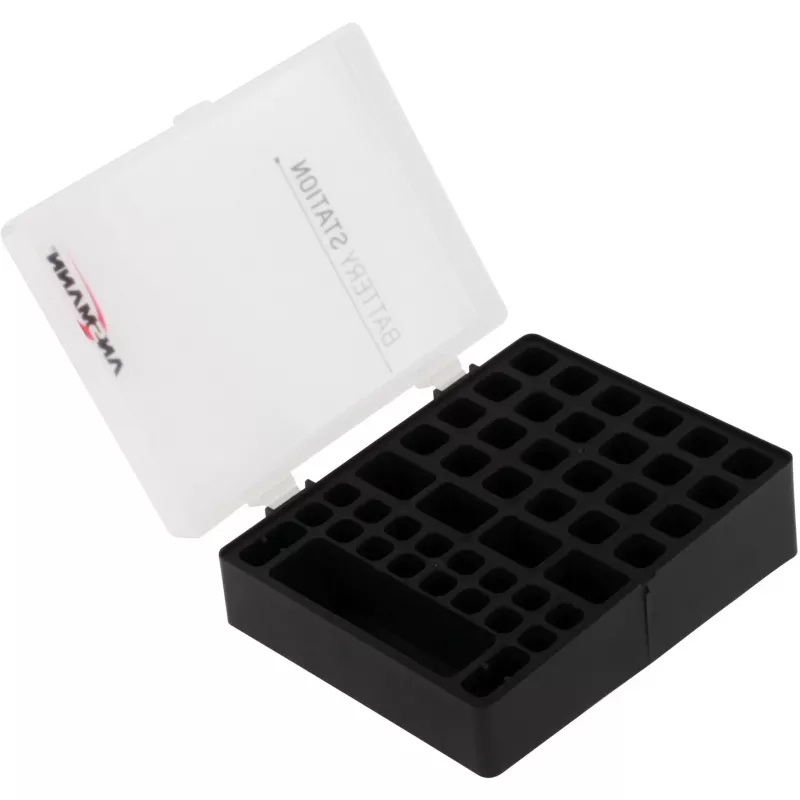 Ansmann Batteriebox 48 für 24x AA, 16x AAA und 4x 9V, Schwarz/Transparent