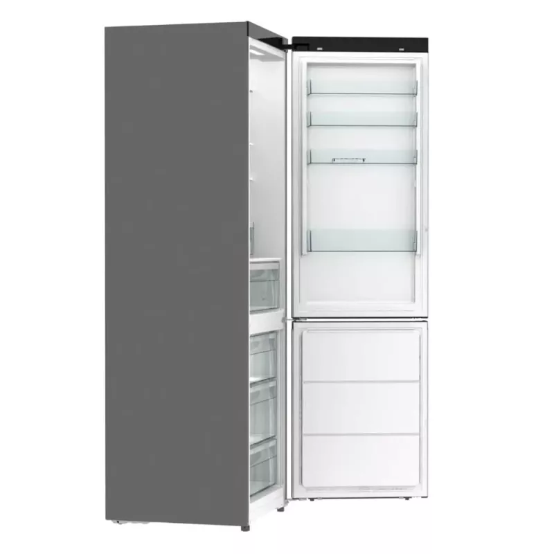 Gorenje NRB620E61X4WFE Kühl-Gefrier-Kombination, freistehend, NoFrost, 413 l (283 l Kühlteil + 130 l Gefrierteil unten), elektronische Anzeige, LED-Beleuchtung, Energieklasse E, Edelstahl