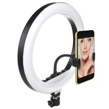 Maclean MCE610 10 12W LED Ring Light mit Stativ und Bluetooth-Auslöser, 3 Farben, 10 Helligkeitsstufen, 10% -100% einstellbare Helligkeit, 160 LED, Smartphone-Halter, Beleuchtungslicht