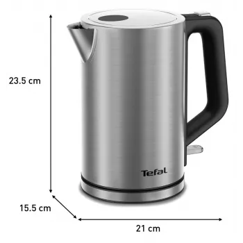Tefal Bronx KI513D10 Wasserkocher, 1,7 l, 2400 W, Edelstahl, drehbare Basis, Filter, Silber