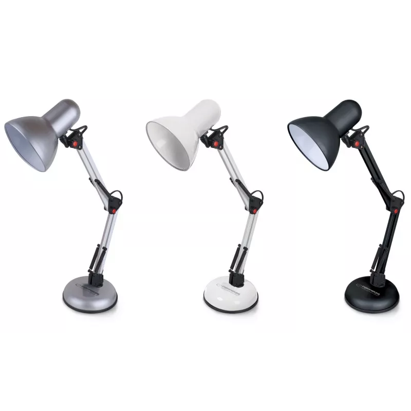 Tischleuchte ESPERANZA AVIOR E27 12W LED, schwarz, höhenverstellbar, flexibler Arm, E27-Fassung