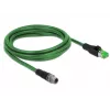 Delock Netzwerkkabel M12 4 Pin D-kodiert zu RJ45 Stecker, PVC, 2 m