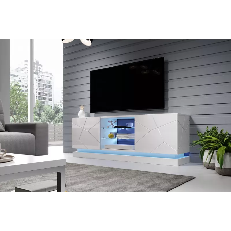 Cama Meble QIU 160 TV-Schrank, MDF, weiß Hochglanz