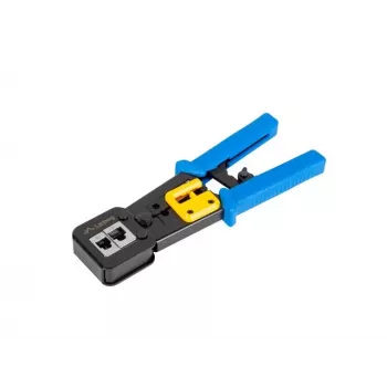 Lanberg NT-0204 Crimpzange für RJ45-, RJ12-, RJ11-Durchgangsstecker, schwarz/blau