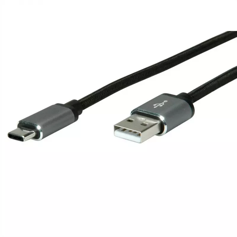 ROLINE USB-2.0-Kabel, USB-C auf USB-A, 0,8 m, schwarz