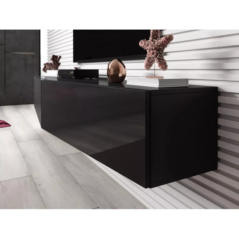 Cama Wohnzimmer-Schrankset VIGO SLANT 3 schwarz/schwarz glänzend