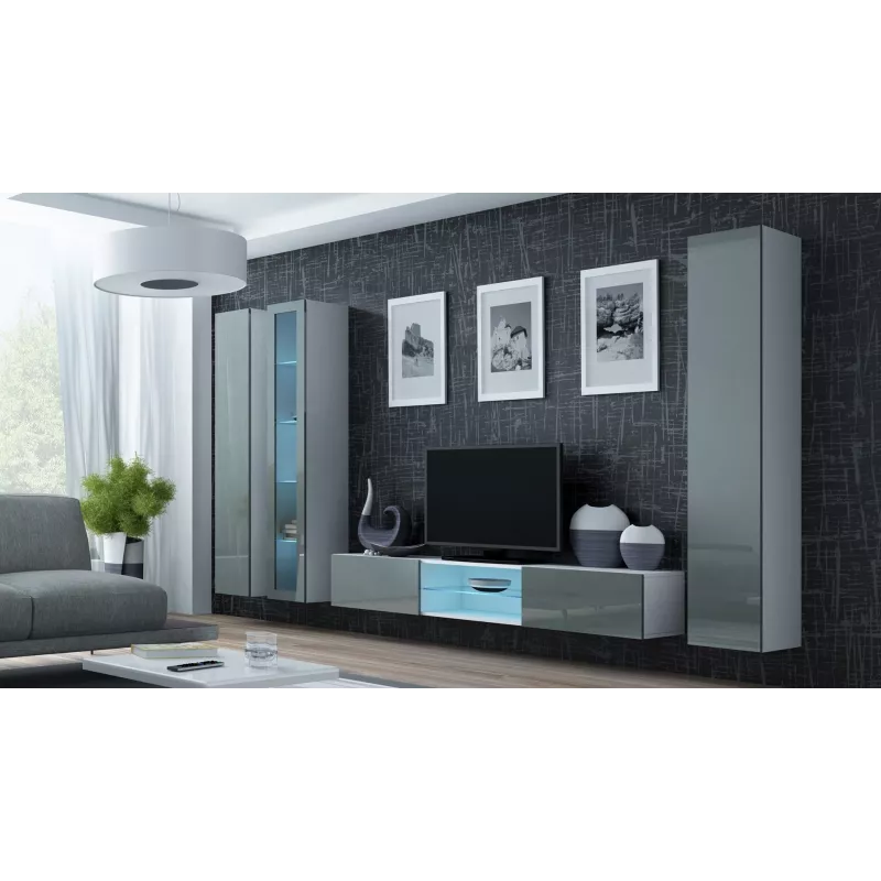 Cama Vitrine VIGO '180' 180/40/30 weiß/grau glänzend
