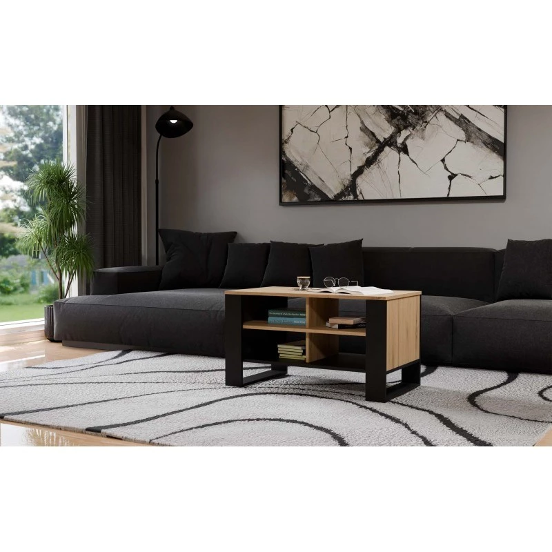 Couchtisch top e shop Topeshop STOLIK KAWOWY ŁAWA MODERN 4P Dąb Artisan Czern