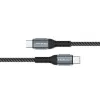 Qoltec 52358 USB-C-auf-USB-C-Kabel, USB 2.0, 480 Mbit/s, 100 W PD, QC 3.0, Nylongeflecht, 1,5 m, schwarz