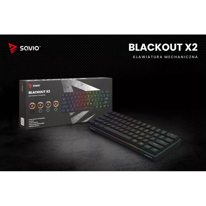 SAVIO BLACKOUT X2 Mechanische Tastatur OUTEMU Red, Hot Swap