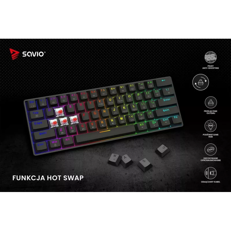 SAVIO BLACKOUT X2 Mechanische Tastatur OUTEMU Red, Hot Swap