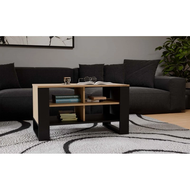 Couchtisch top e shop Topeshop STOLIK KAWOWY ŁAWA MODERN 4P Dąb Artisan Czern