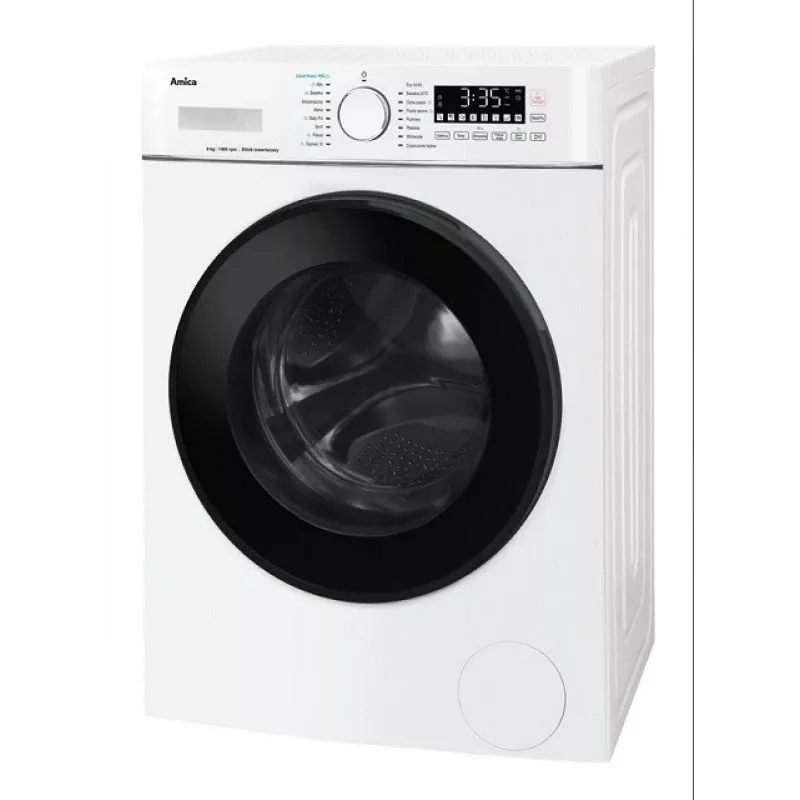 Waschmaschine Amica Kapazität 8 kg, Energieklasse A, 1400 U/min, 16 Programme, Weiß