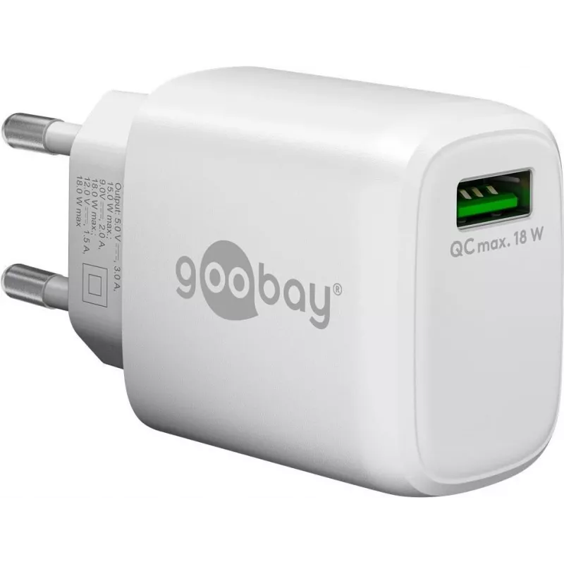 Goobay USB-Schnellladegerät QC 3.0 (18 W) Weiß (61672)