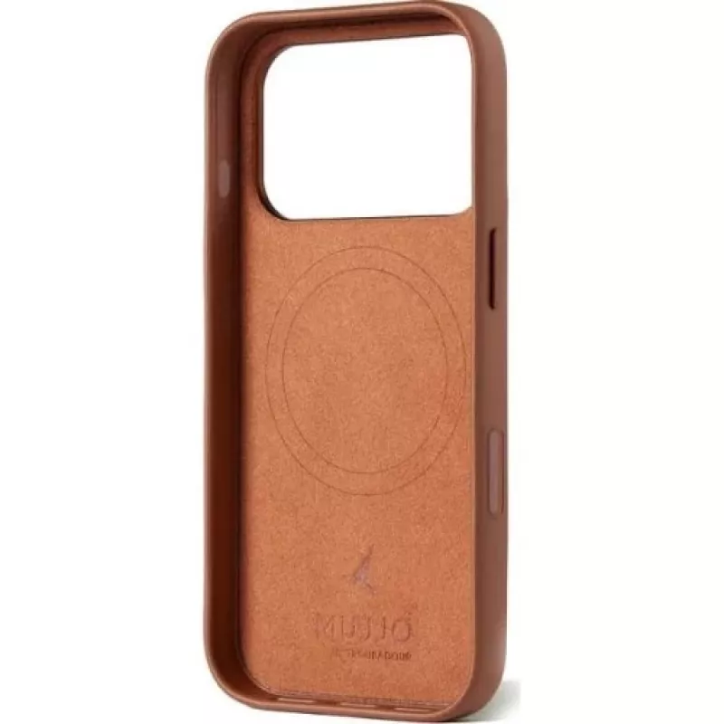 Mujjo Full Leder Case MagSafe Case für iPhone 17 Pro Braun