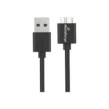 USB-A auf Micro-B USB 3.0 Lade- und Synchronisationskabel MediaRange MRCS239 — 50 cm, 5 Gbit/s, 5 W, Schwarz